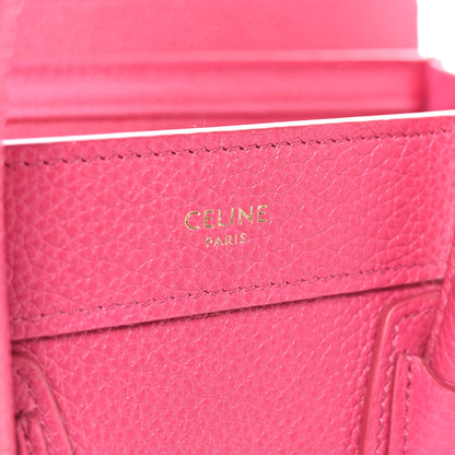 Celine Drummed Calfskin Nano Luggage Fuchsia 6 of 10