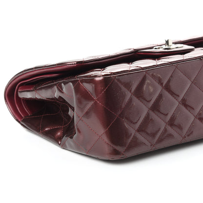 Chanel Striated Patent Quilted Jumbo Double Flap Burgundy 6 of 11