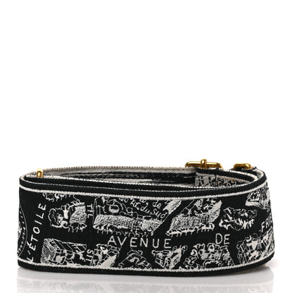 Christian Dior Canvas Embroidered Plan de Paris Shoulder Strap Black White 2 of 3
