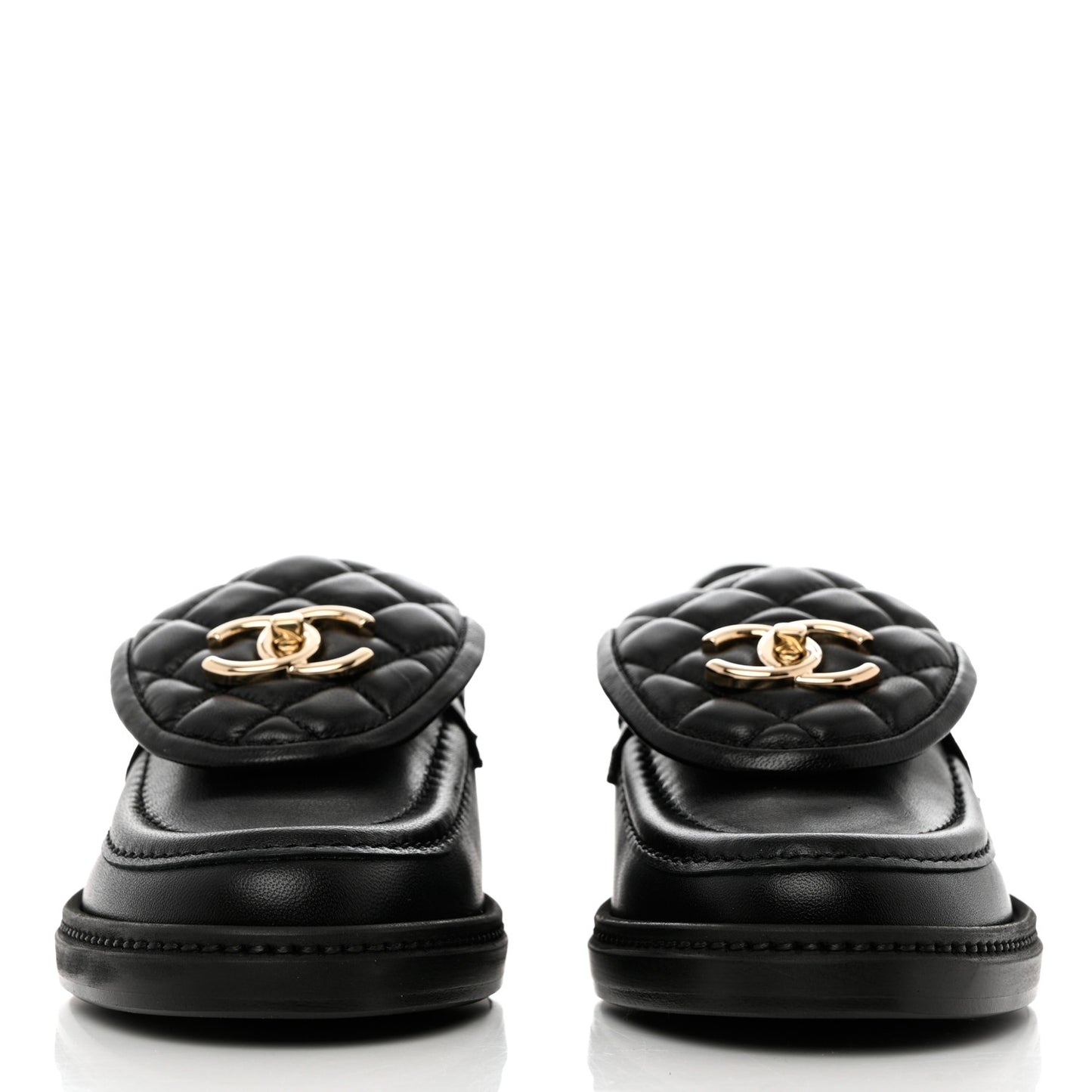 Lambskin Quilted CC Turnlock Loafers 37 Black