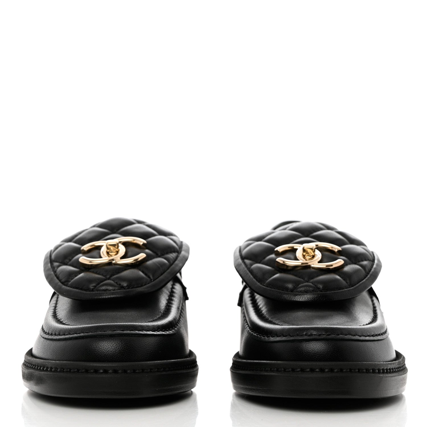 Chanel Lambskin Quilted CC Turnlock Loafers 37 Black 2 of 9