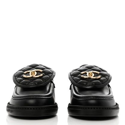 Chanel Lambskin Quilted CC Turnlock Loafers 37 Black 2 of 9