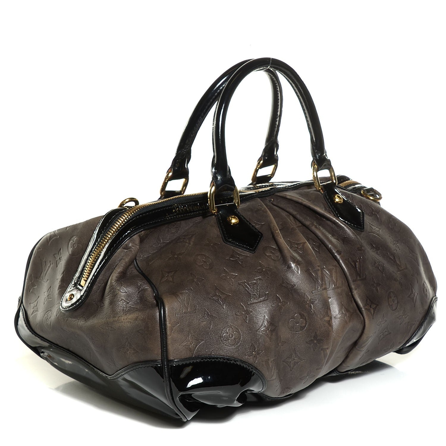 Louis Vuitton Cuir Patent Embossed Monogram Stephen Bag Grey 3 of 7