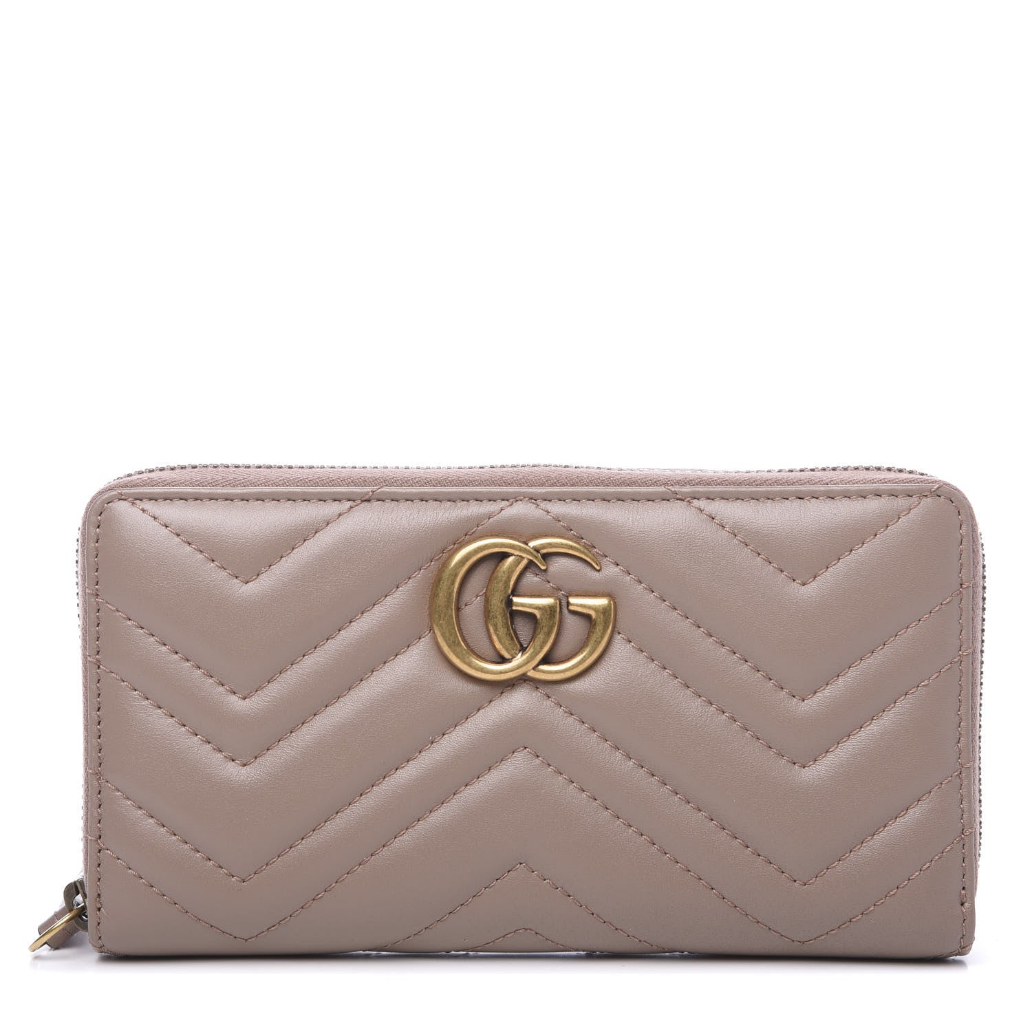 Gucci Calfskin Matelasse GG Marmont Zip Around Wallet Porcelain Rose 1 of 10