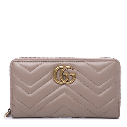 Gucci Calfskin Matelasse GG Marmont Zip Around Wallet Porcelain Rose 1 of 10