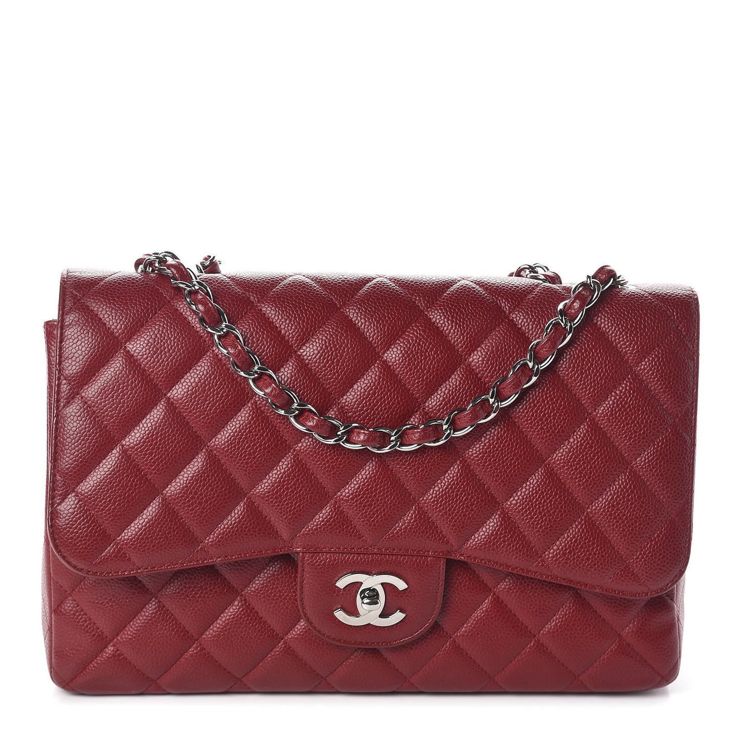 Caviar Quilted Jumbo Single Flap Red