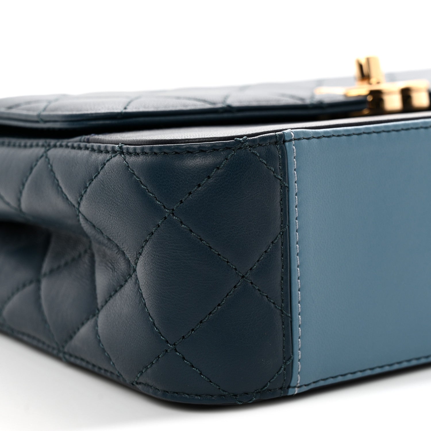 Chanel Lambskin Calfskin Quilted Shoulder Flap Bag Dark Blue Light Blue 9 of 11