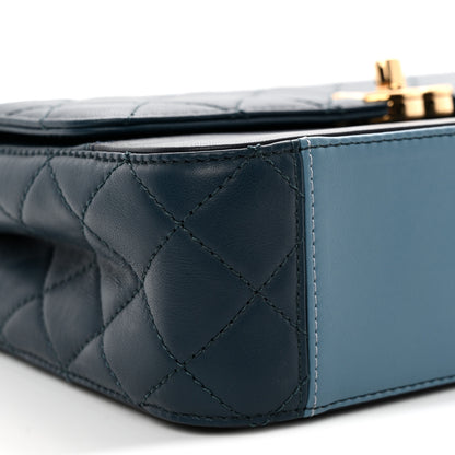 Chanel Lambskin Calfskin Quilted Shoulder Flap Bag Dark Blue Light Blue 9 of 11