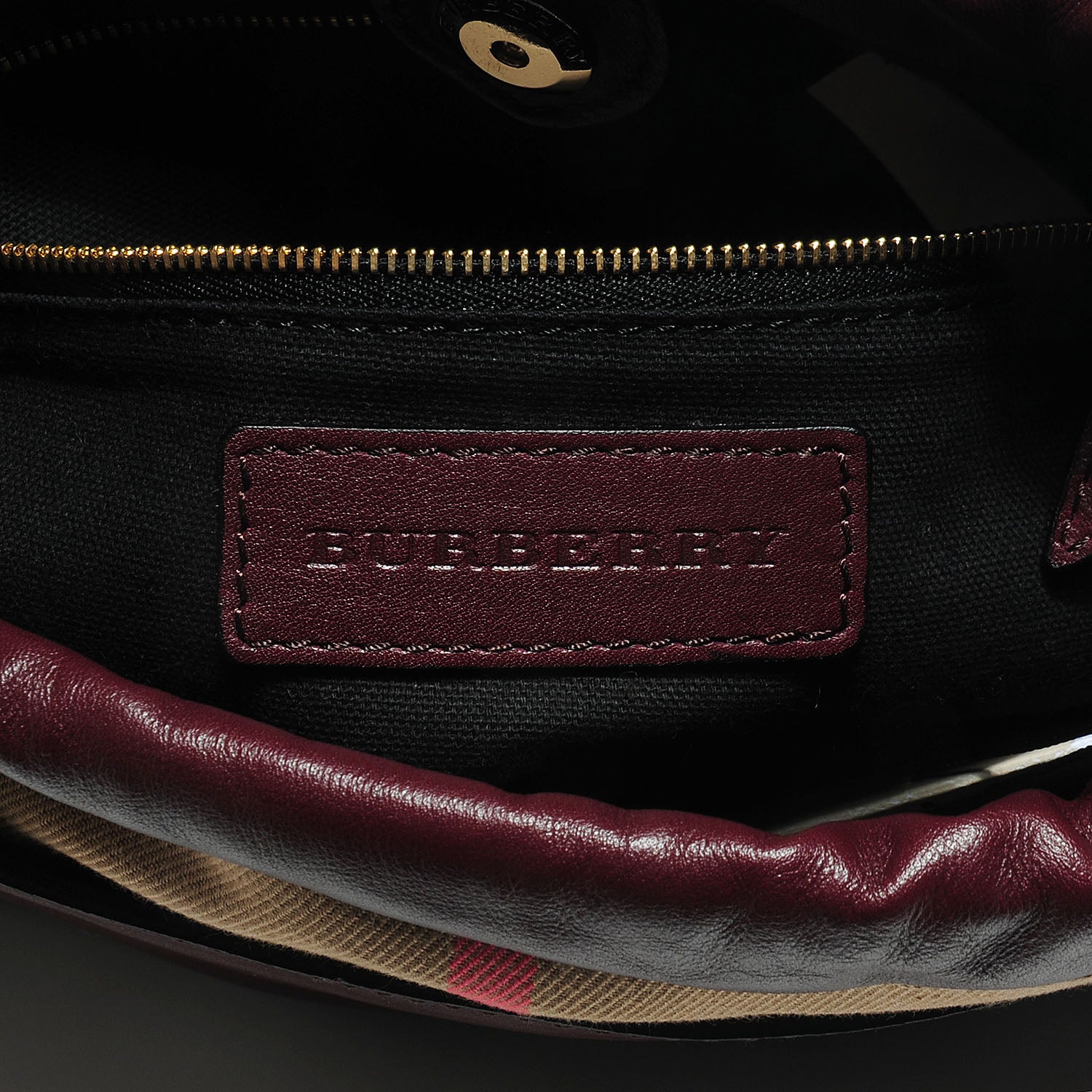 Burberry Calfskin House Check Little Crush Deep Claret 7 of 12