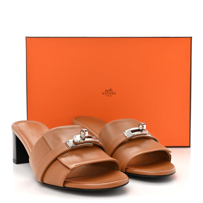 Hermes Calfskin Gigi 50 Sandals 37.5 Gold 10 of 10