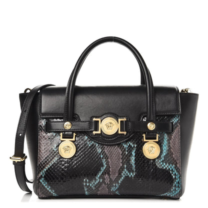 Versace Calfskin Python Small Signature Bag Black 1 of 6