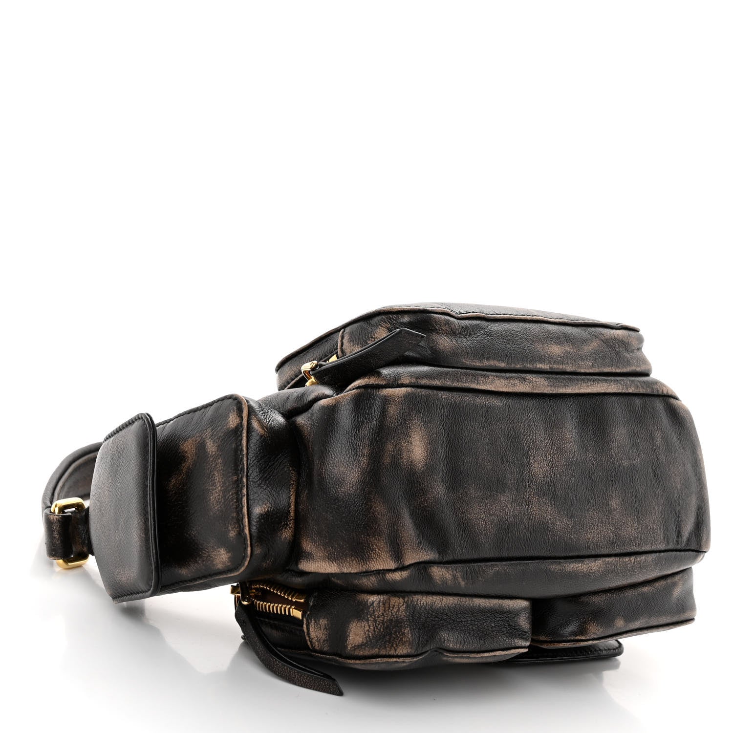 Miu Miu Distressed Nappa Pocket Bag Sand Coffee 4 of 10