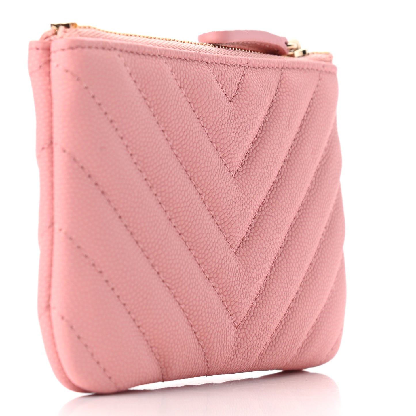 Flat Caviar Chevron Quilted Small Cosmetic Case Pink