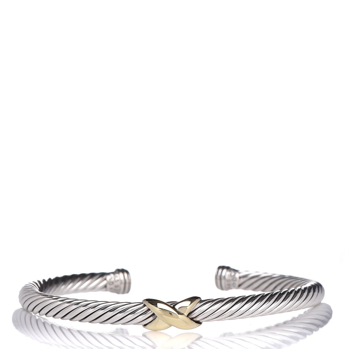 Sterling Silver 14K Yellow Gold 5mm X Station Cable Bracelet