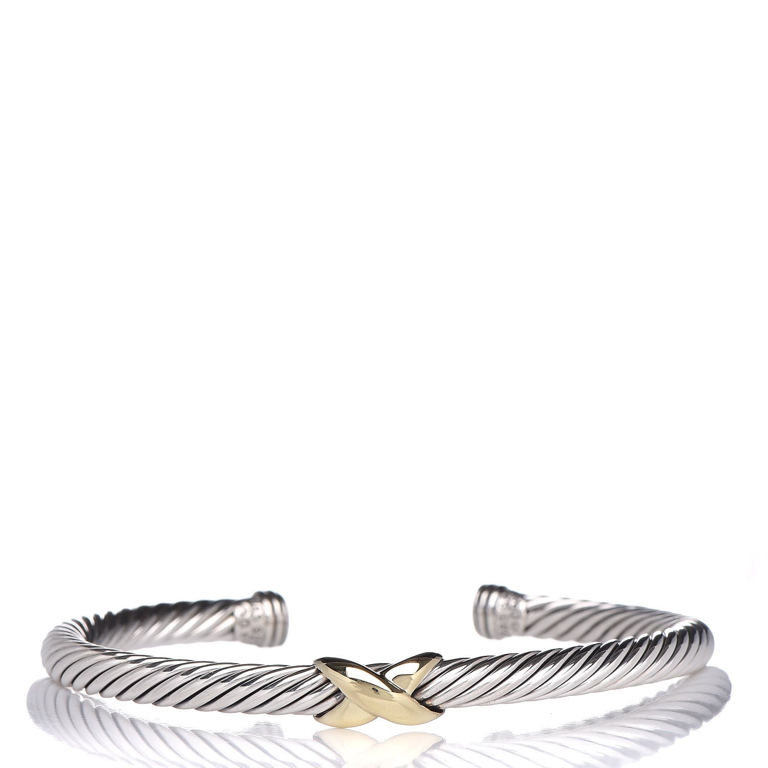 David Yurman Sterling Silver 14K Yellow Gold 5mm X Station Cable Bracelet 1 of 5