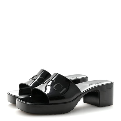 Gucci Rubber Gucci Logo Womens Platform 20/60mm Slide Sandals 37 Black 4 of 10