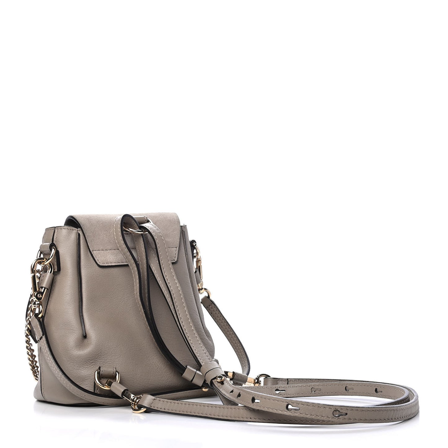 Suede Calfskin Mini Faye Backpack Motty Grey