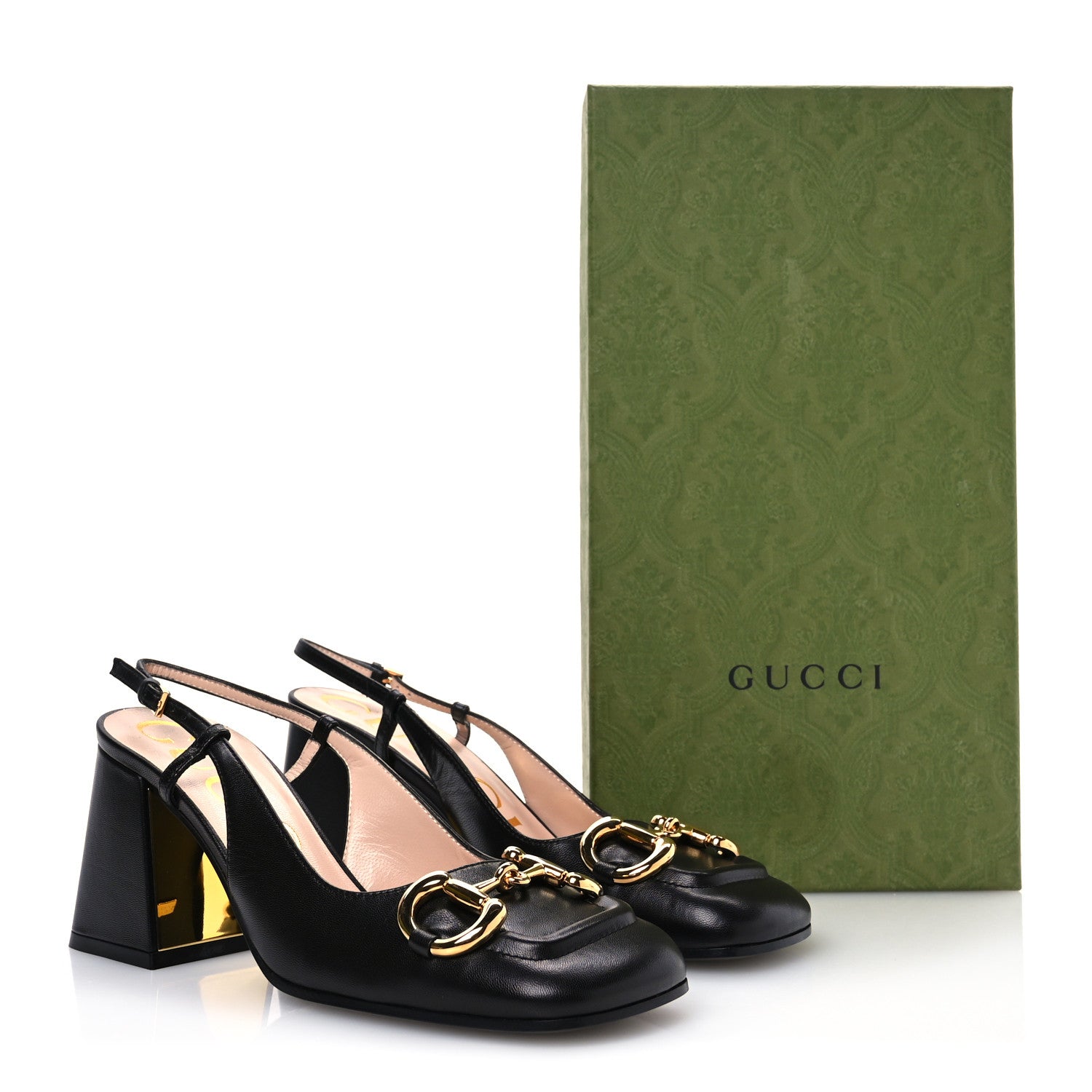 Gucci Malaga Kid Horsebit 75mm Slingback Pumps 35.5 Black 9 of 9