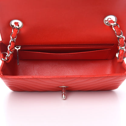Chanel Caviar Chevron Quilted Mini Rectangular Flap Red 5 of 14