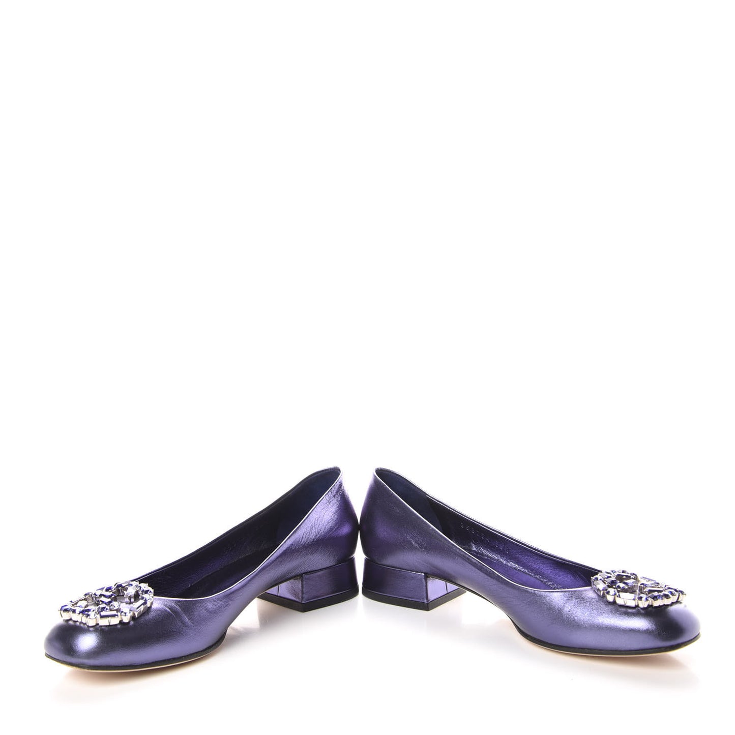 Metallic Nappa Crystal Interlocking G Mid Heel Pumps 35.5 Blue