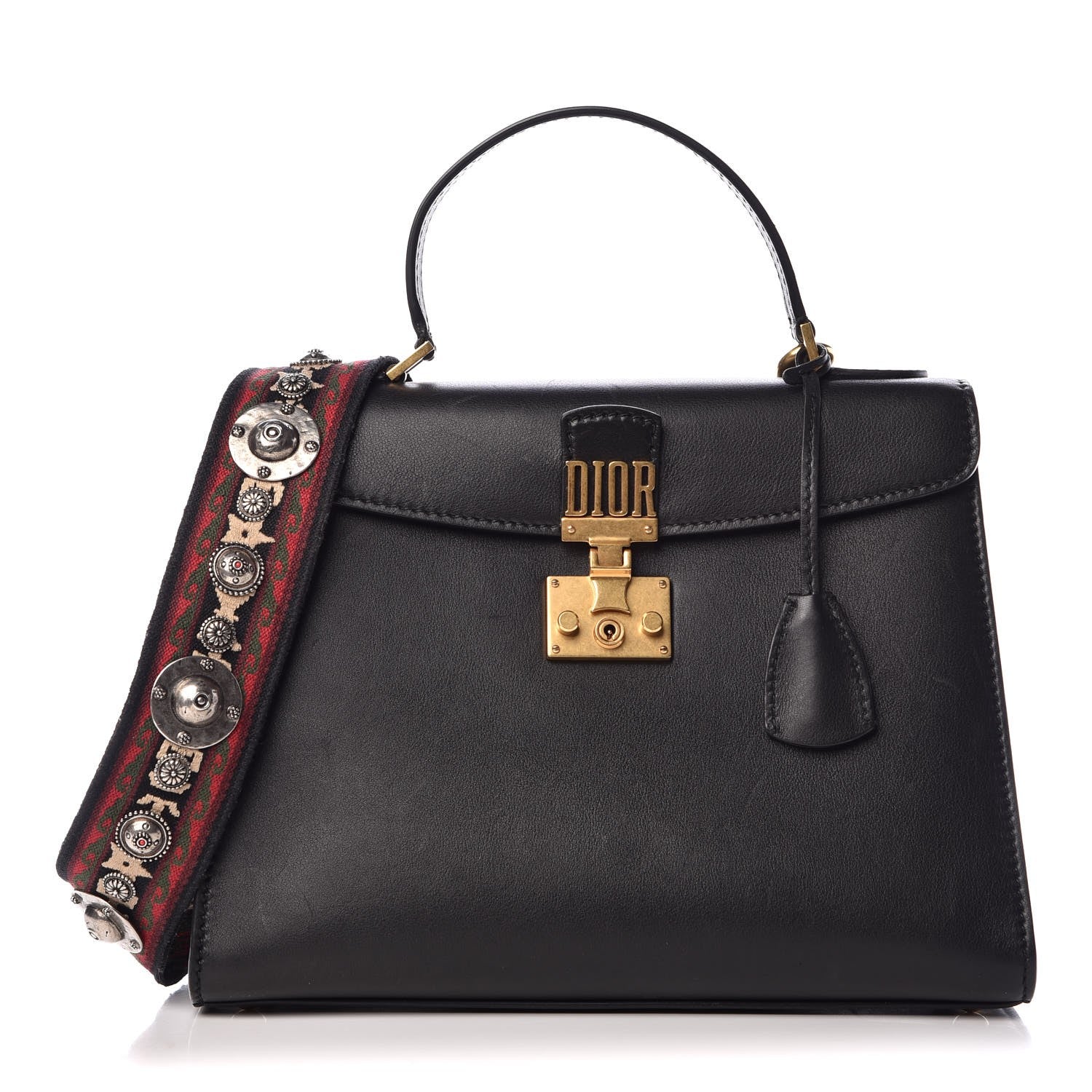 Christian Dior Calfskin Dioraddict Bohemian Strap Top Handle Black 1 of 8