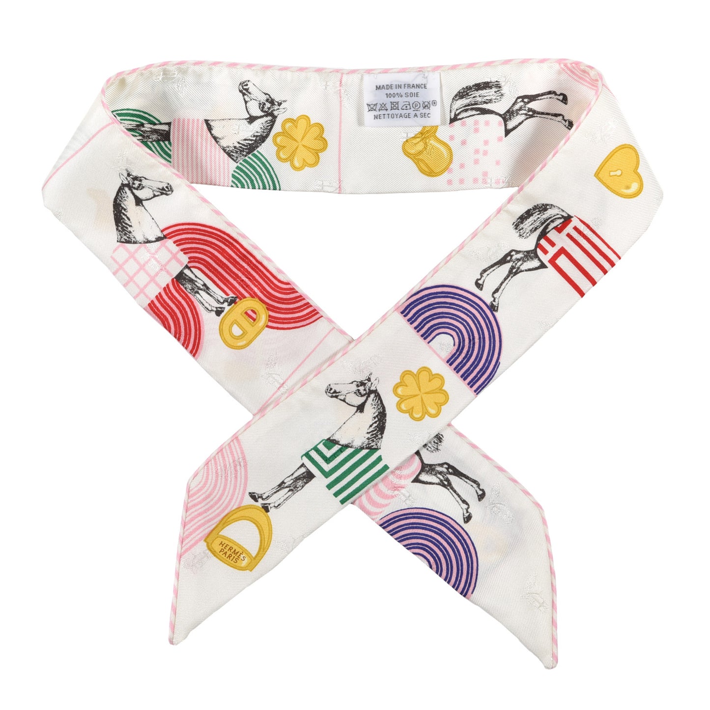 Silk Garde Robe Pop Charms Twilly White Multicolor