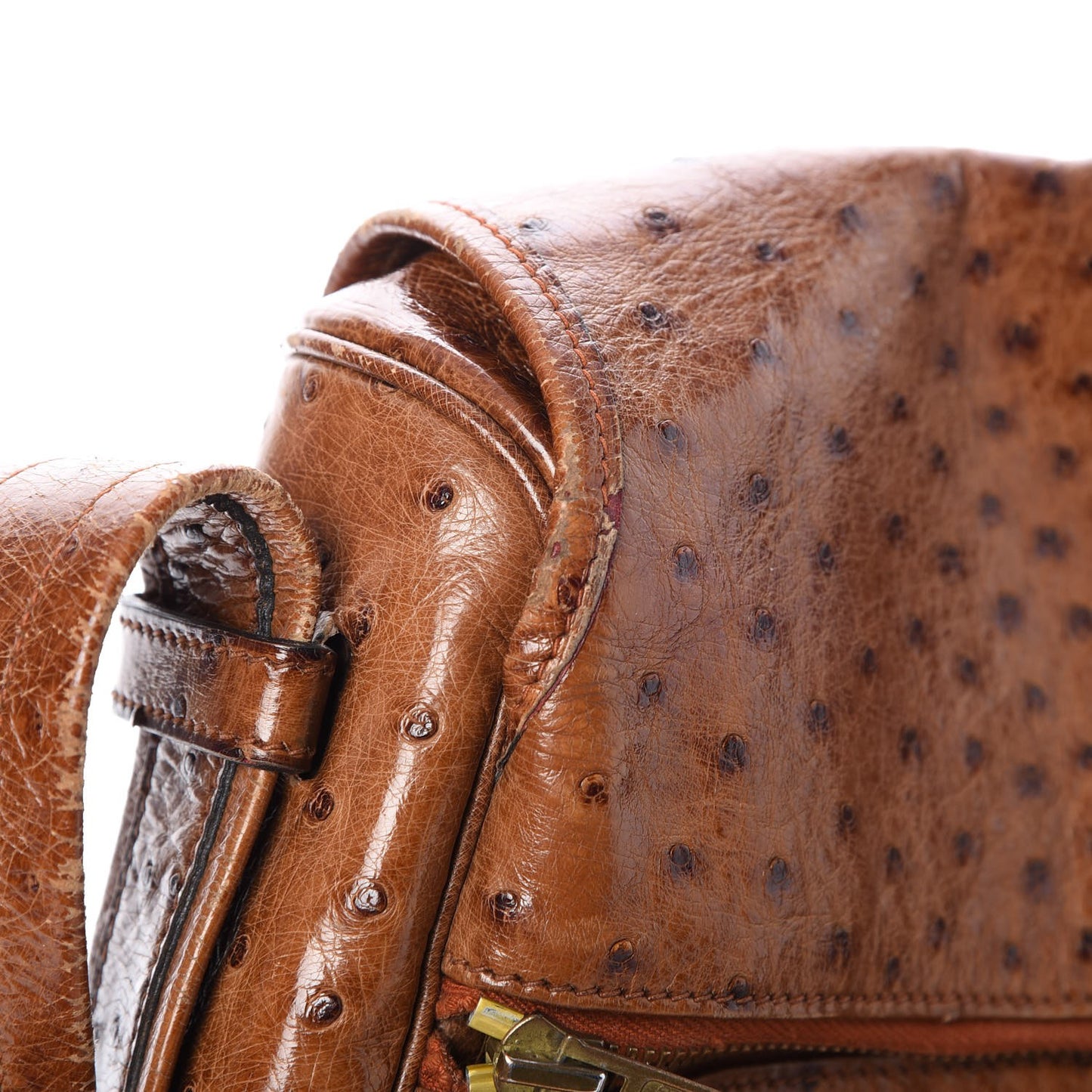 Ostrich Noumea Flap Bag Gold