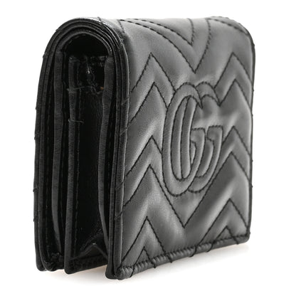 Gucci Calfskin Matelasse GG Marmont Card Case Wallet Black 3 of 8