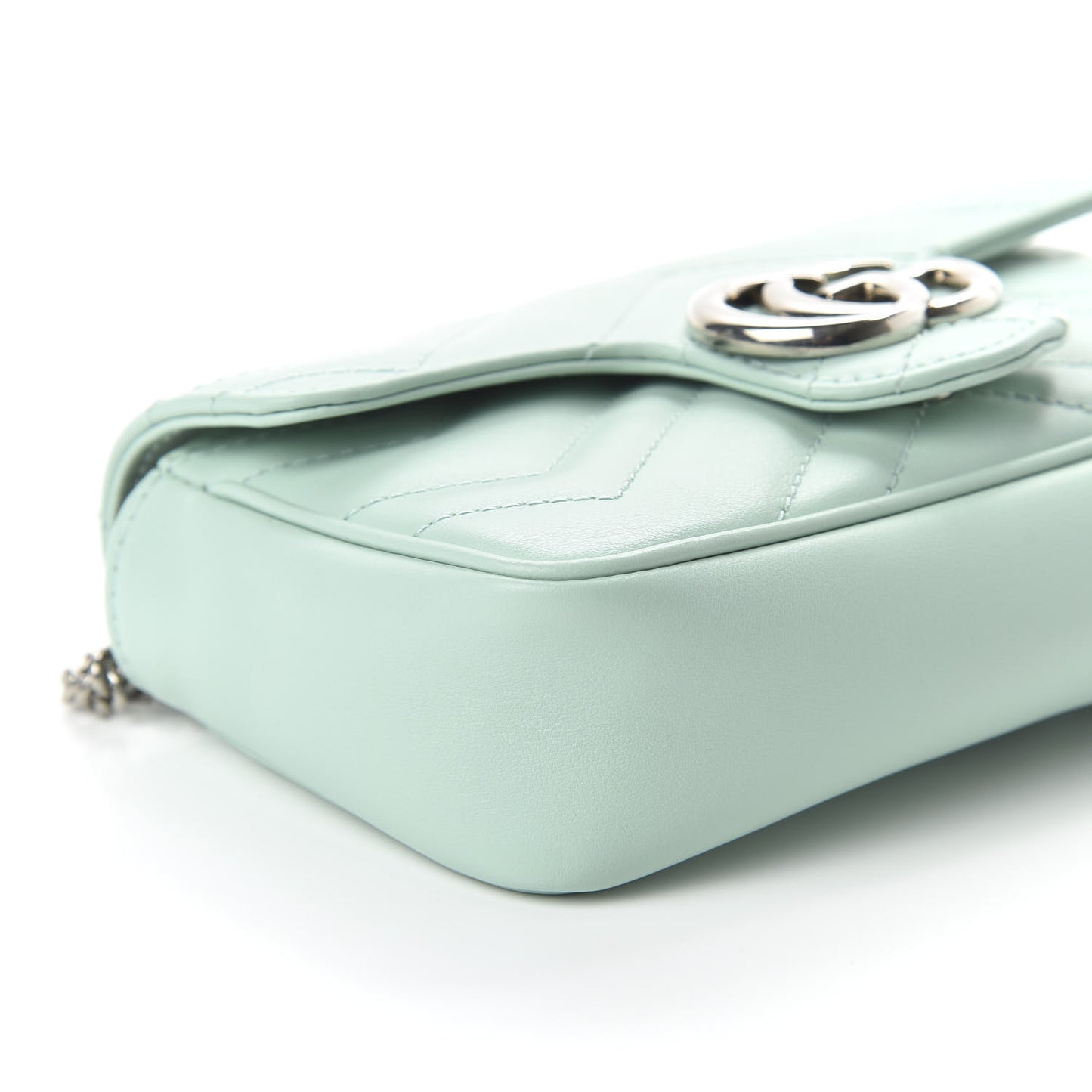 Calfskin Matelasse Super Mini GG Marmont Shoulder Bag Water Green