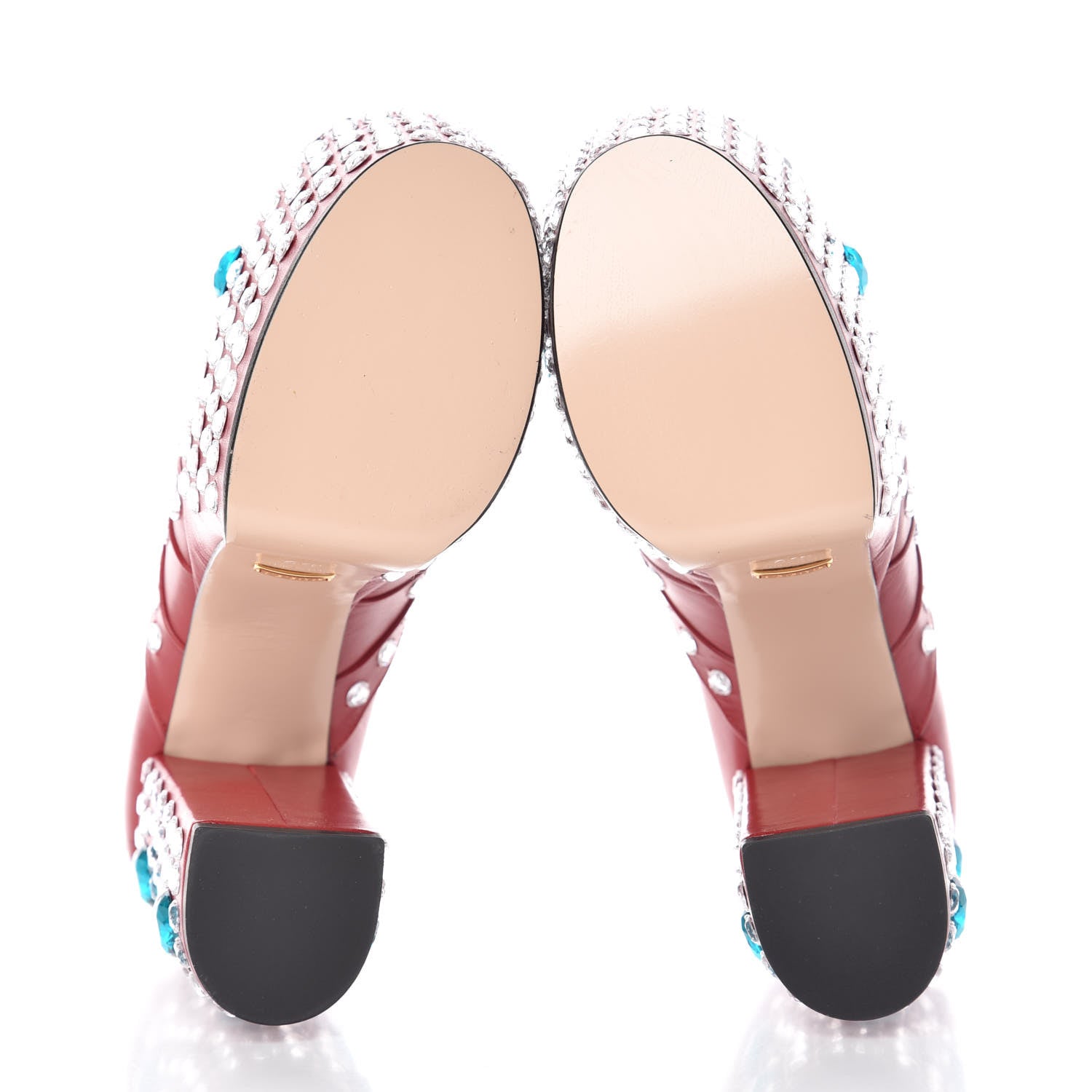 Gucci Malaga Kid Crystal Amilna Platform Loafer 37.5 Hibiscus Red 5 of 9