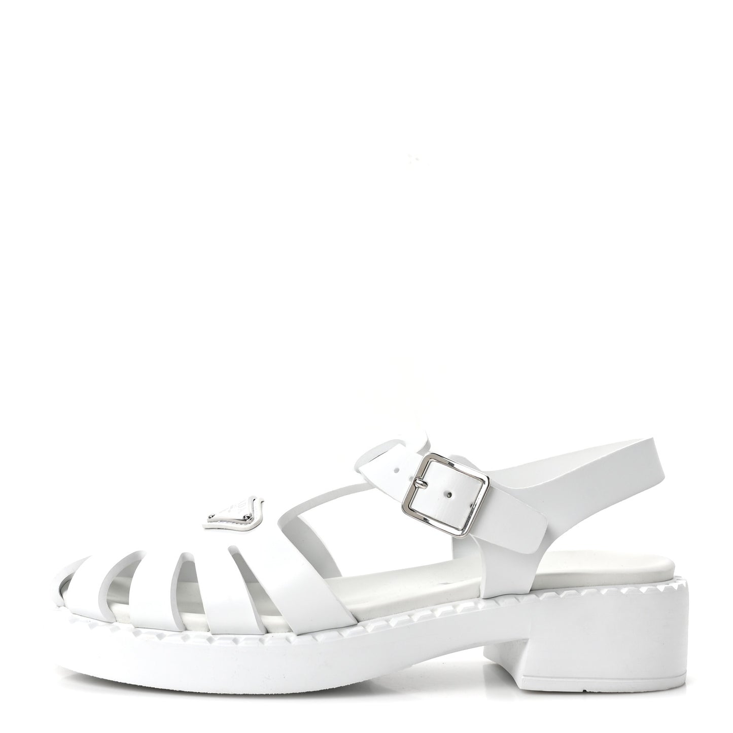 Foam Rubber Metal Triangle Logo 50mm Cage Sandals 39 White