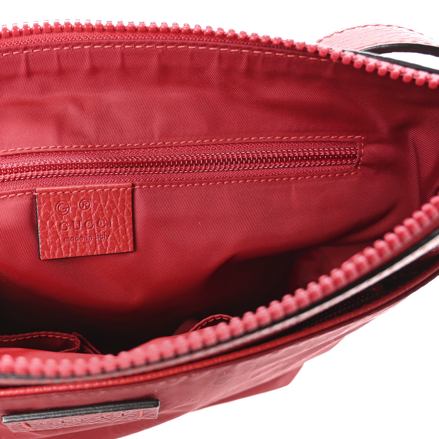 Gucci Nylon Monogram Dollar Calfskin Flat Messenger Bag Vibrant Red 6 of 11