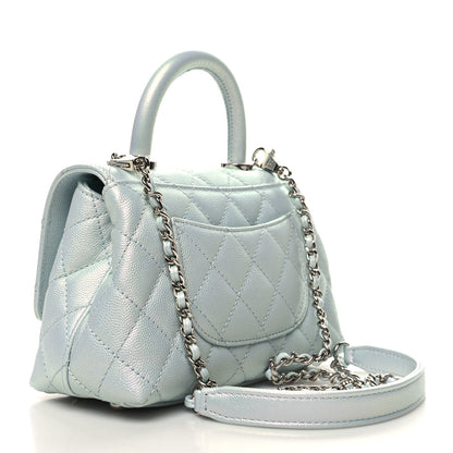 Chanel Iridescent Caviar Quilted Extra Mini Coco Handle Flap Light Blue 3 of 11