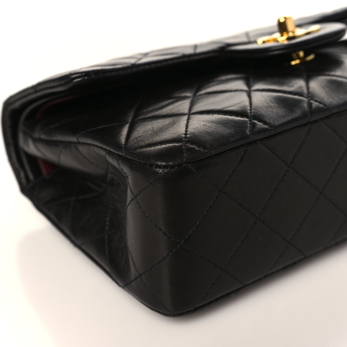 Lambskin Quilted Small Double Flap Black