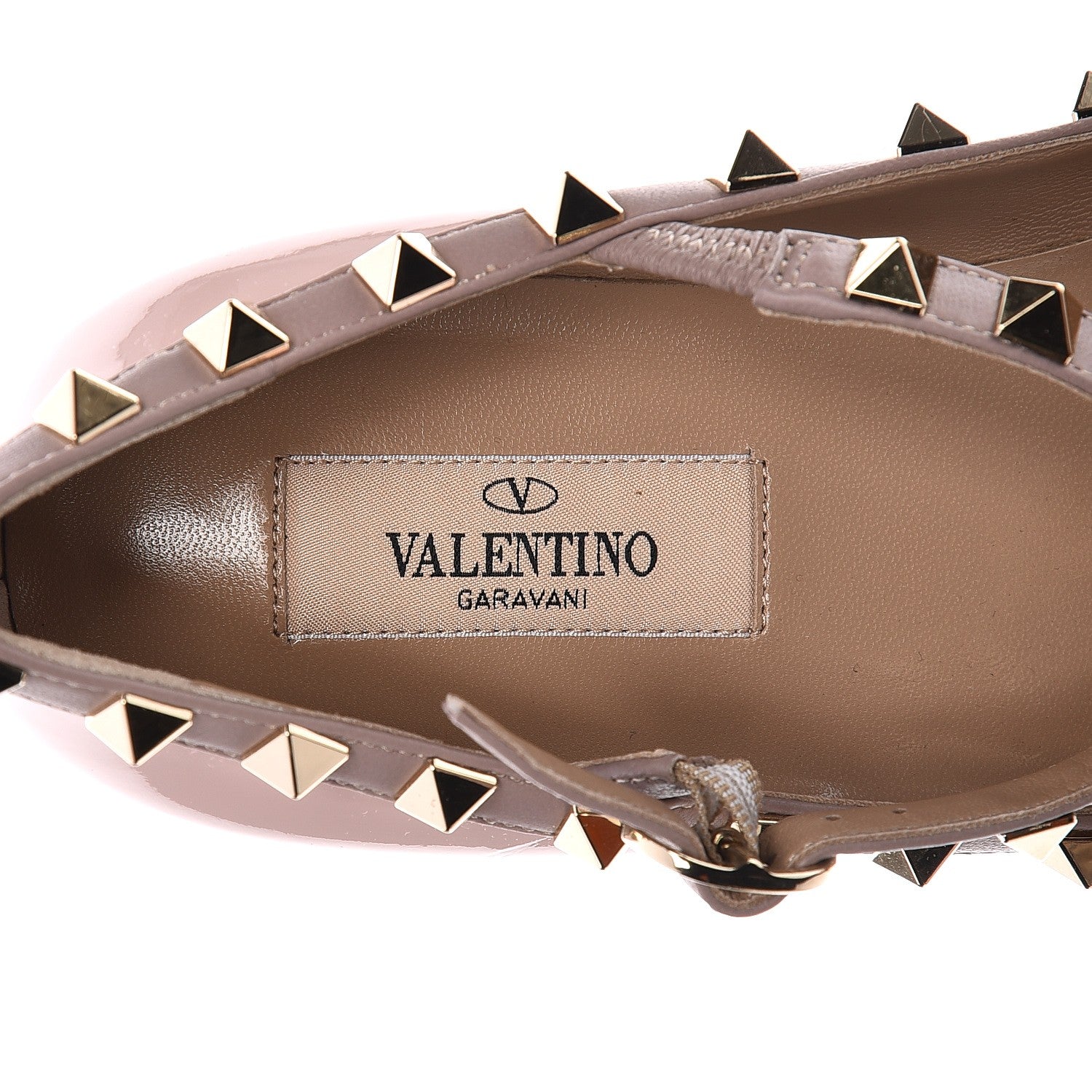 Valentino Garavani Patent Rockstud Cage Ballerina Flats 37 Water Rose Poudre 6 of 7