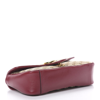 Gucci Monogram Azalea Calfskin Matelasse Diagonal Small GG Marmont Shoulder Bag Beige Ebony New Cherry Red 4 of 11