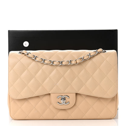 Chanel Caviar Quilted Jumbo Double Flap Light Beige 12 of 12