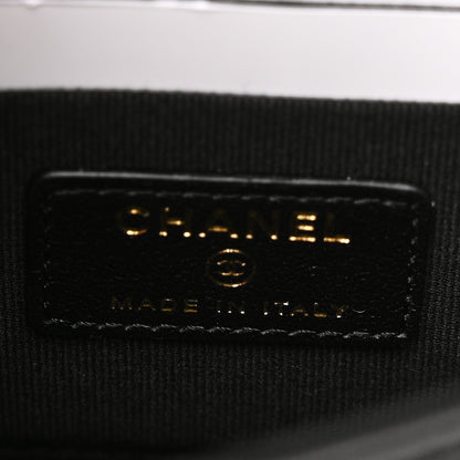 Chanel Lambskin Pearl Crystal Quilted Pearly Girl Handle Flap Phone Holder With Chain Black 6 of 11