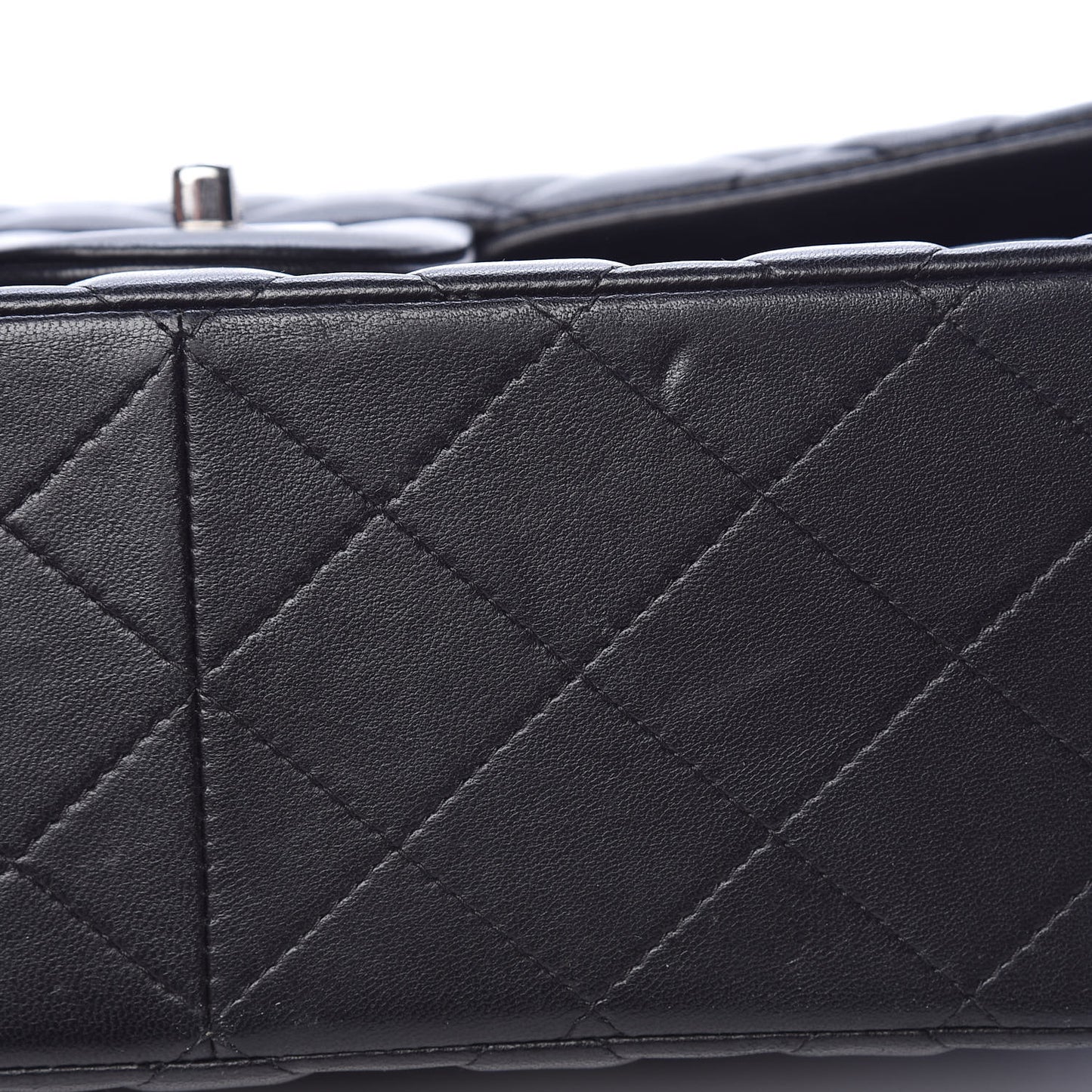 Lambskin Quilted Jumbo Double Flap Black