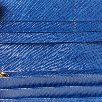 Prada Saffiano Metal Continental Flap Wallet Bleuette 13 of 14