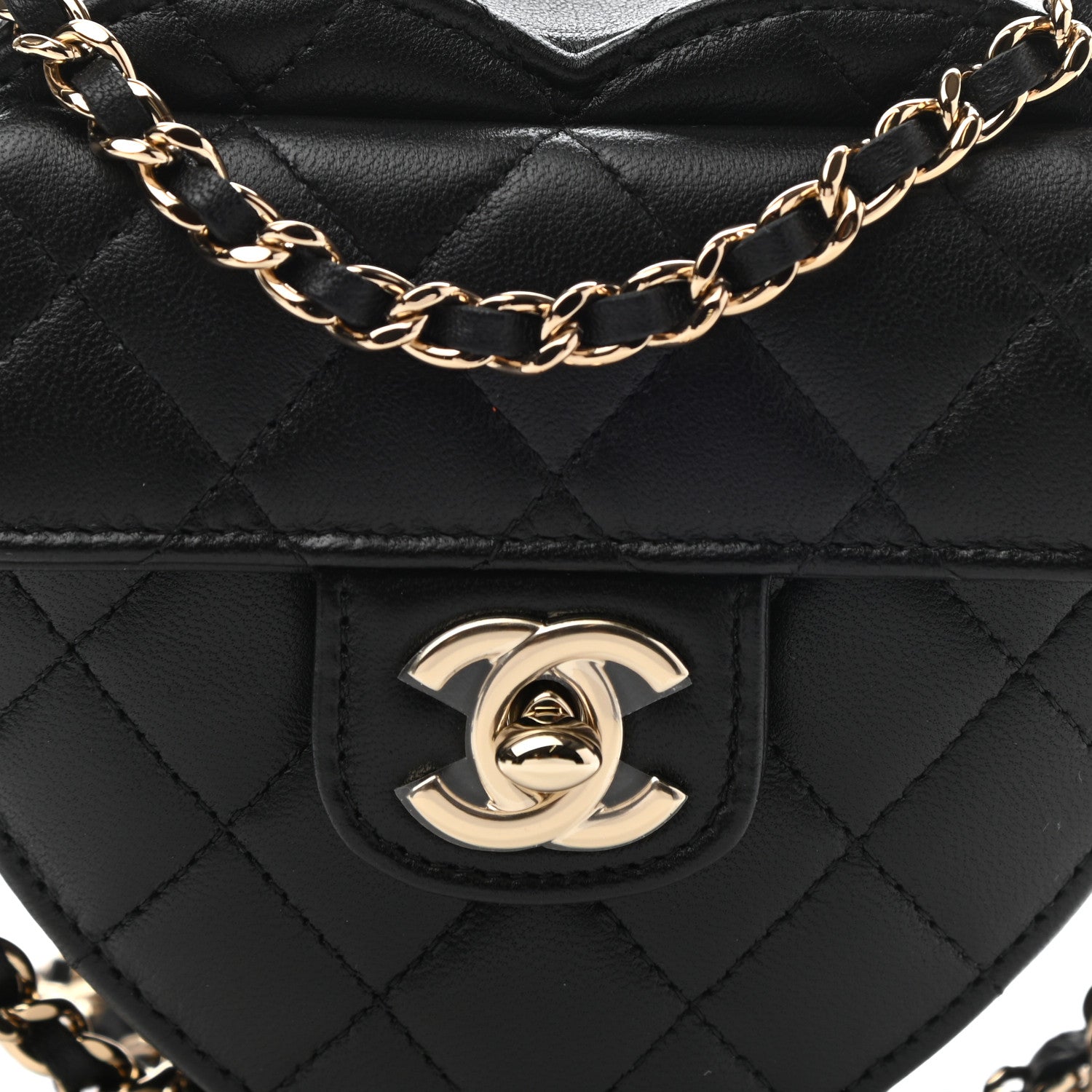 Chanel Lambskin Quilted CC In Love Heart Clutch With Chain Black 3 of 11