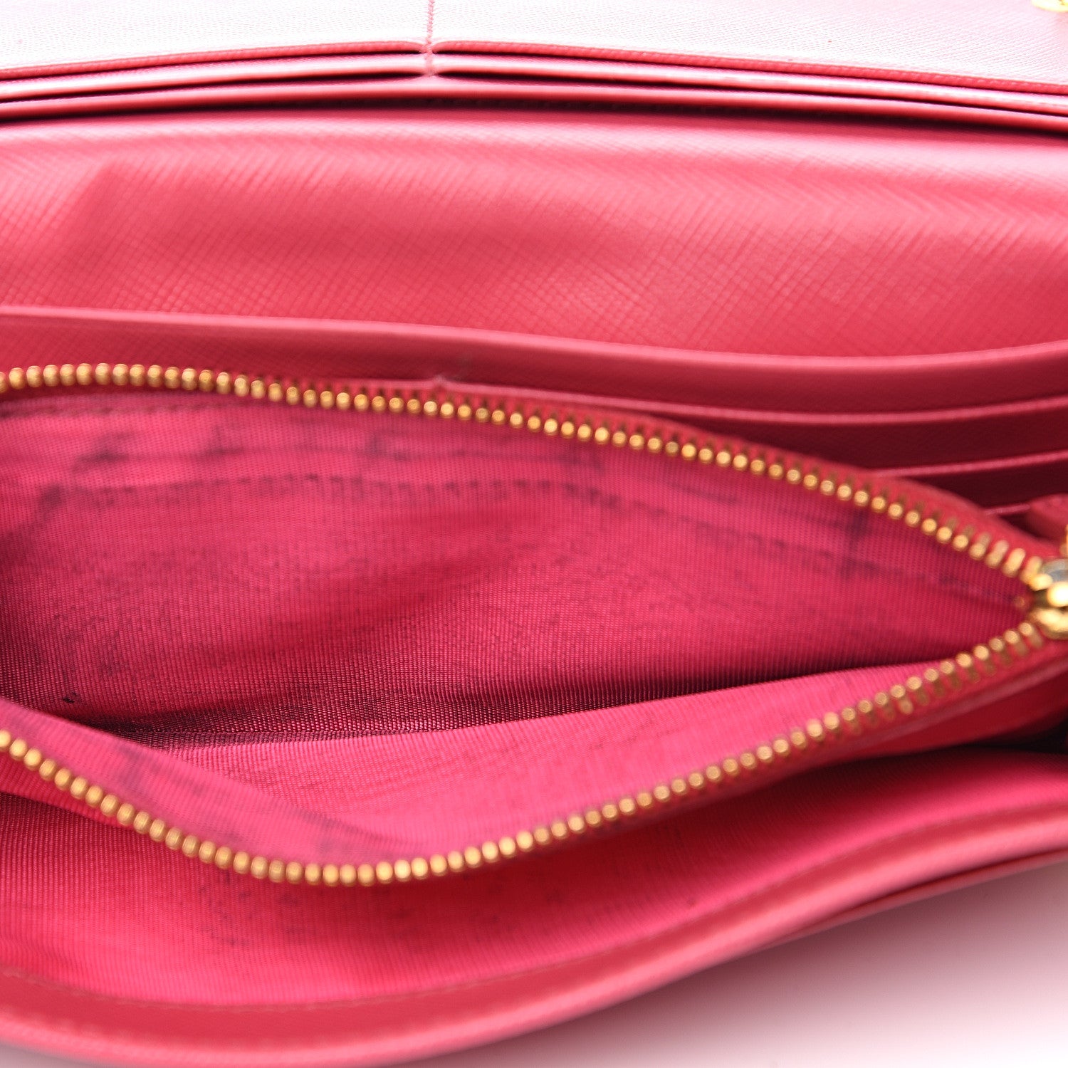 Prada Saffiano Bow Continental Wallet Peonia 7 of 13