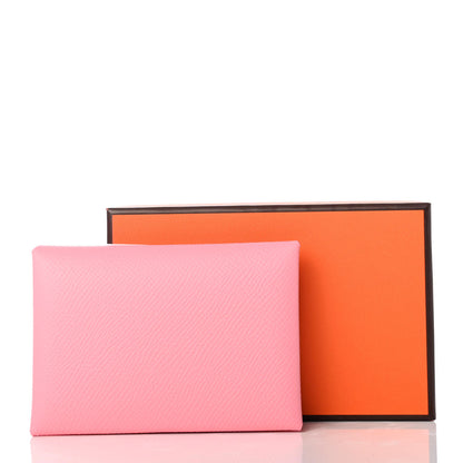 Hermes Epsom Calvi Duo Card Case Rose Confetti 8 of 8