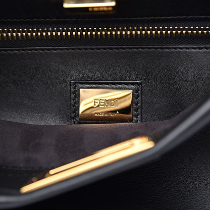 Fendi Vitello Seta Shiny Nappa Medium Peekaboo Iconic Satchel Black 7 of 13