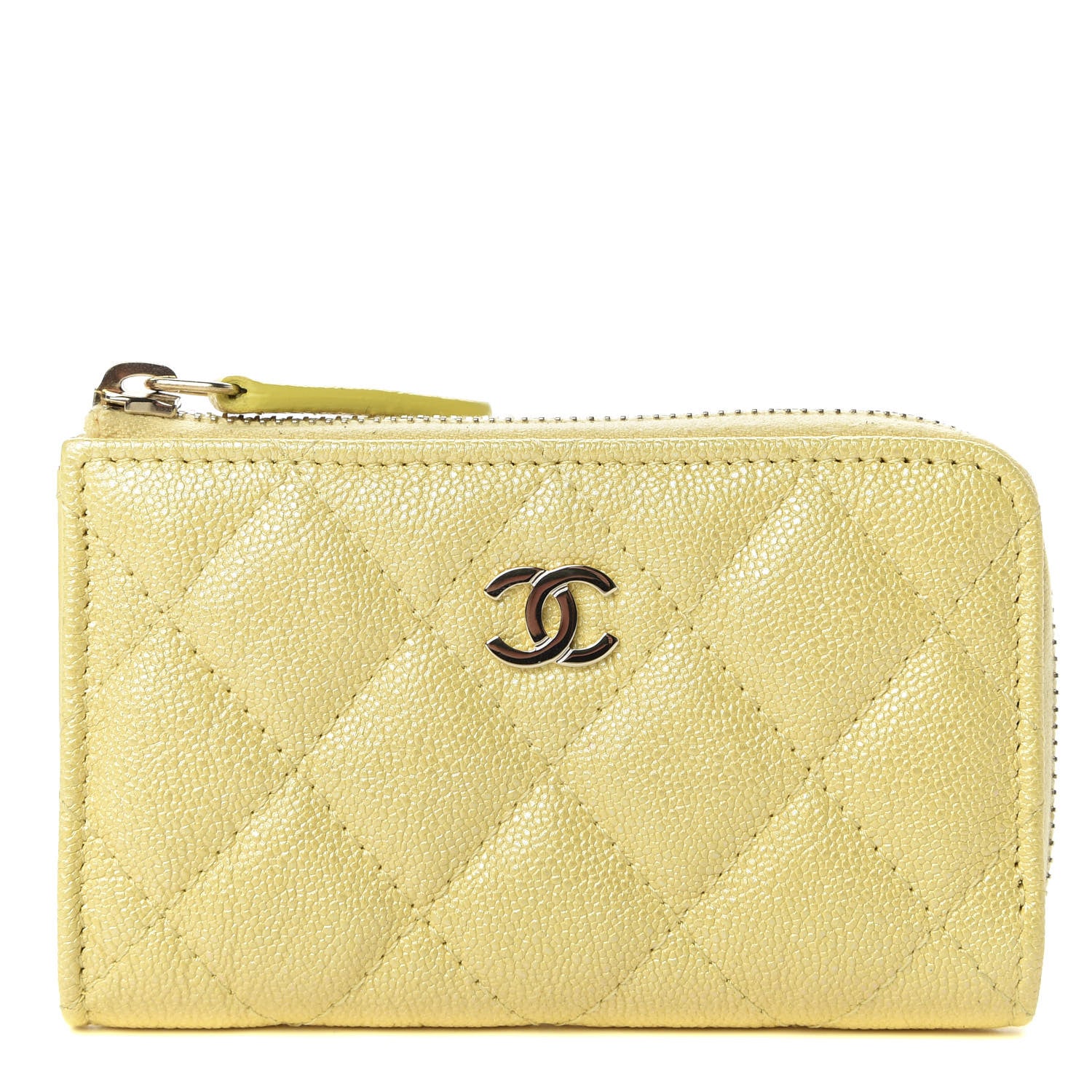 Chanel Iridescent Caviar Quilted Key Holder Case Yellow 3 of 8