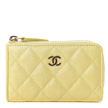 Chanel Iridescent Caviar Quilted Key Holder Case Yellow 3 of 8