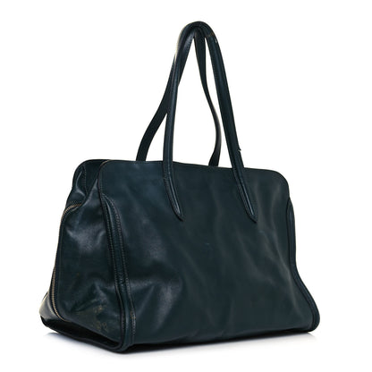 Alexander McQueen Pebbled Calfskin Large Skull Padlock Zip Around Tote Dark Green 3 of 28