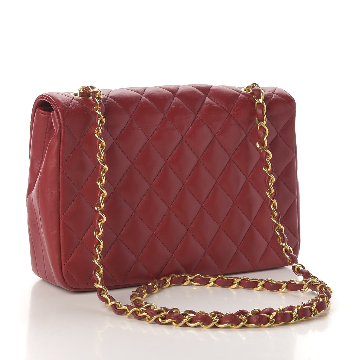 Lambskin Quilted Small Single Flap Red