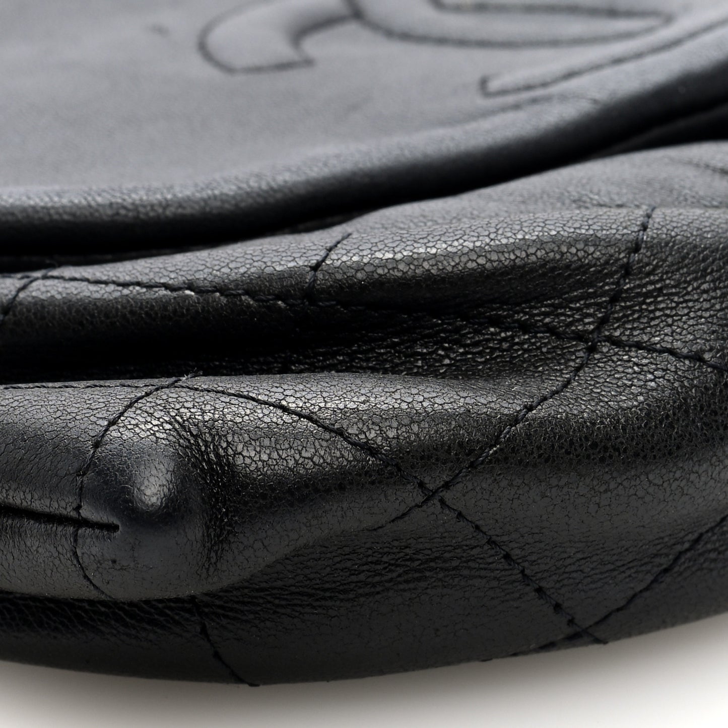 Lambskin Quilted Half Moon Wallet On Chain WOC Dark Grey