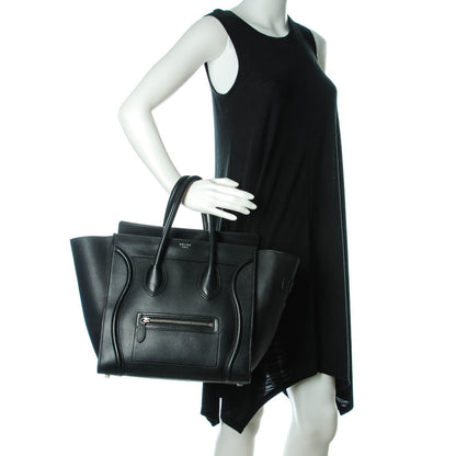 Celine Drummed Calfskin Mini Luggage Black 2 of 8